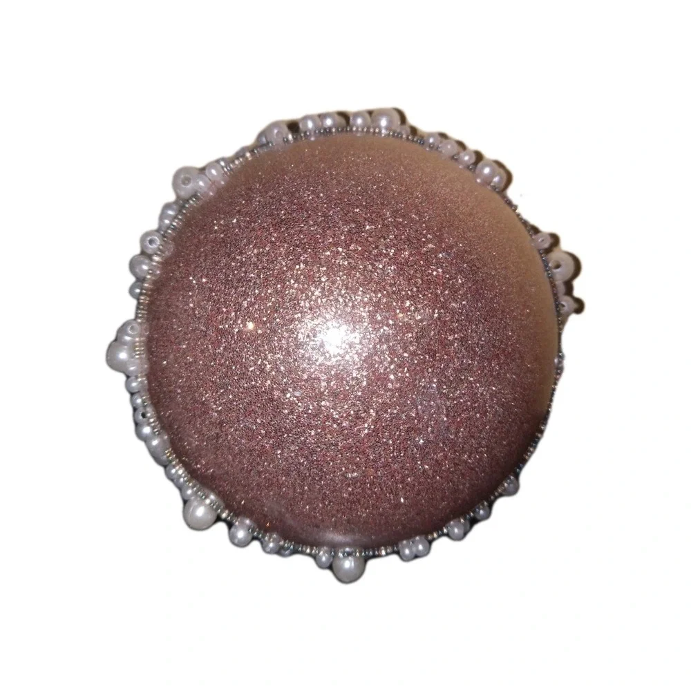 3 Rose Pink Glitter White Pearl Gold Beads Christmas Shabby Chic‎ Ornaments
